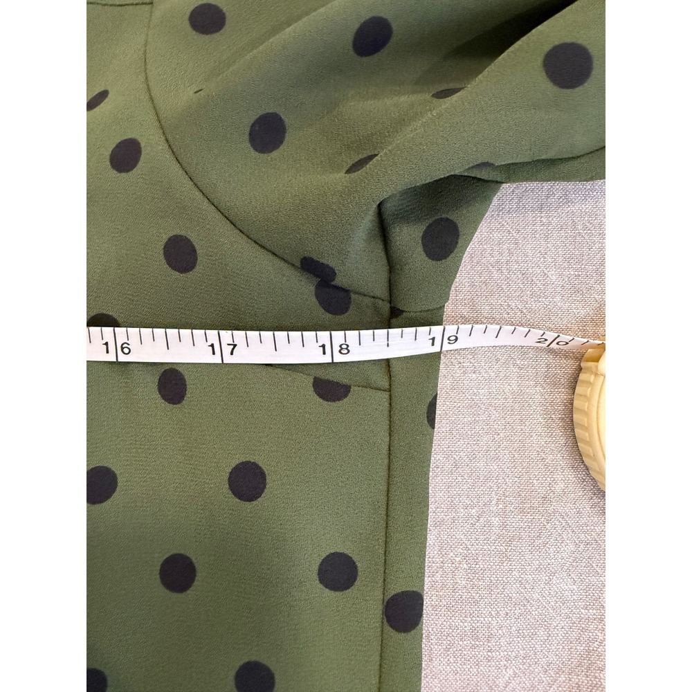 Express olive green polka dot Portofino shirt button-down top point collar S/P - Picture 6 of 7